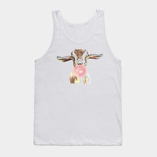 Funny Airplane Ears Goat With Pink Bubblegum Tank Top